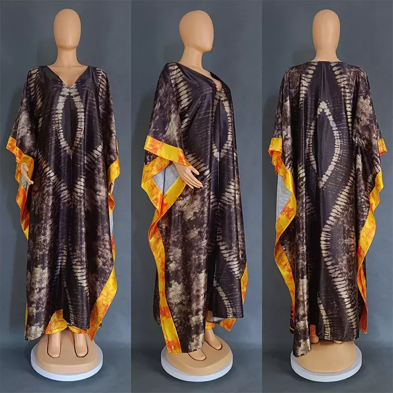 Afrikanische sets für frauen traditionelle dashiki print kleid hose 2 stück set große boubou outfits vestido africano mujer 2024