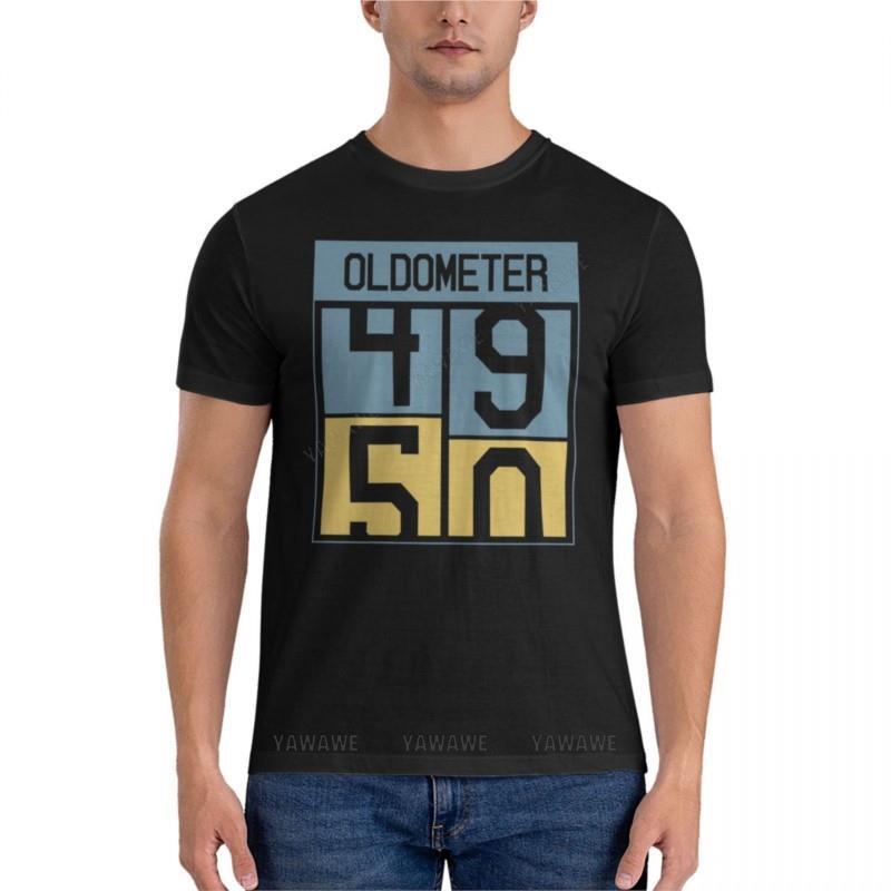 FunnyT-shirt ajustada para homens, presente de aniversário, camisetas personalizadas, oldometer de 49 a 50 anos