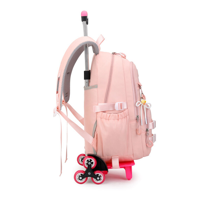 Школьные портфели на колесиках для девочек, Детские Водонепроницаемые рюкзаки на колесиках для студентов