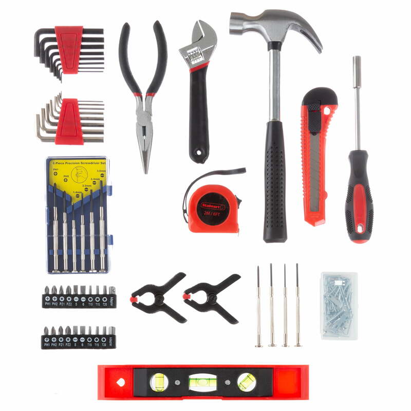 Kit de ferramentas robusto com maleta, ferramenta essencial de aço manual, conjunto básico de reparo, 132 peças tratadas termicamente