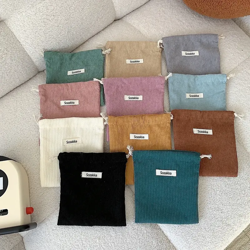 TOUB028-bolsas de cosméticos de pana de Color sólido con cordón, paquete de regalo de Navidad, bolsa de almacenamiento, Pintalabios de alta calidad, dulces, 1 unidad