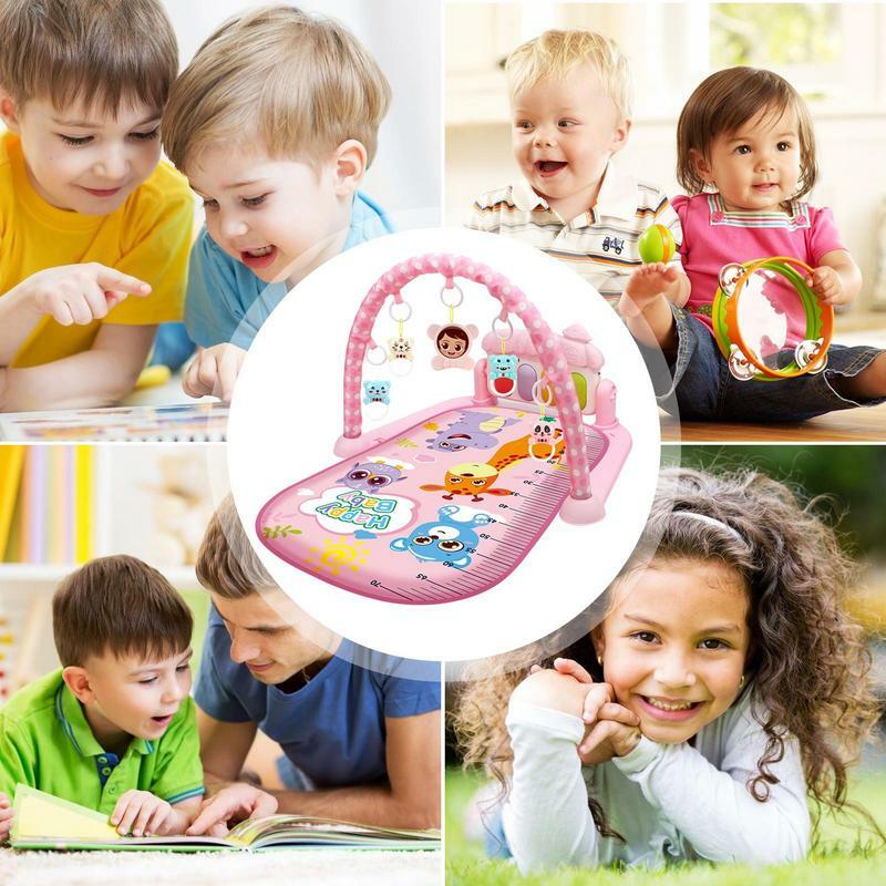 Soft Chocalhos Atividade Gym Mat para o bebê recém-nascido, desenvolvendo tapete, brinquedos musicais, brinquedos sensoriais Kid, Pedal Piano, 0-12 meses