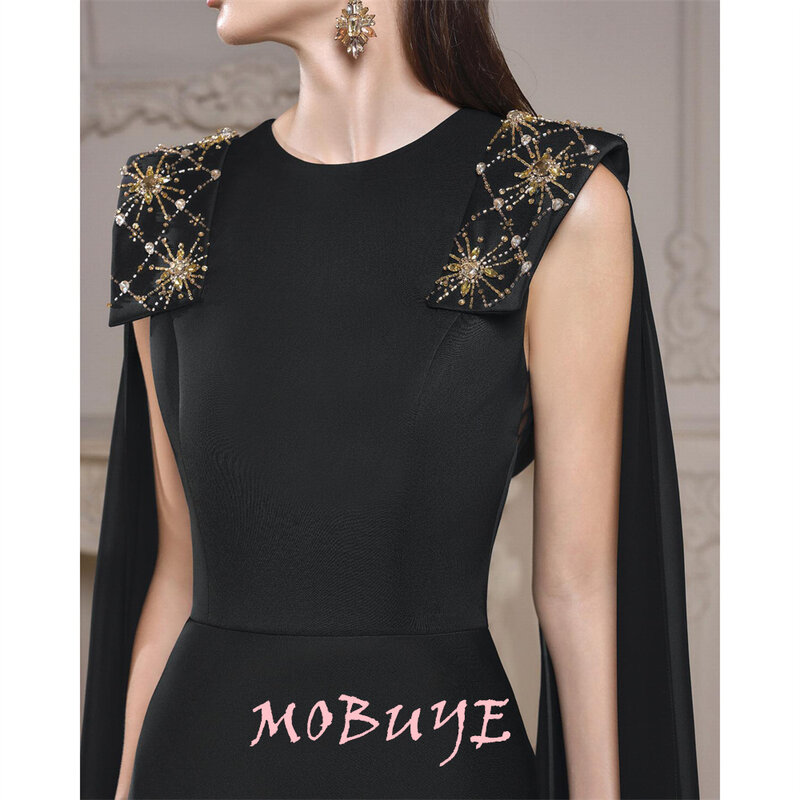 MOBUYE 2024 Popular Backless Prom Dress Floor-Length With Long Shawl Sleeves Evening Fashion Elegant Party Dress For Women