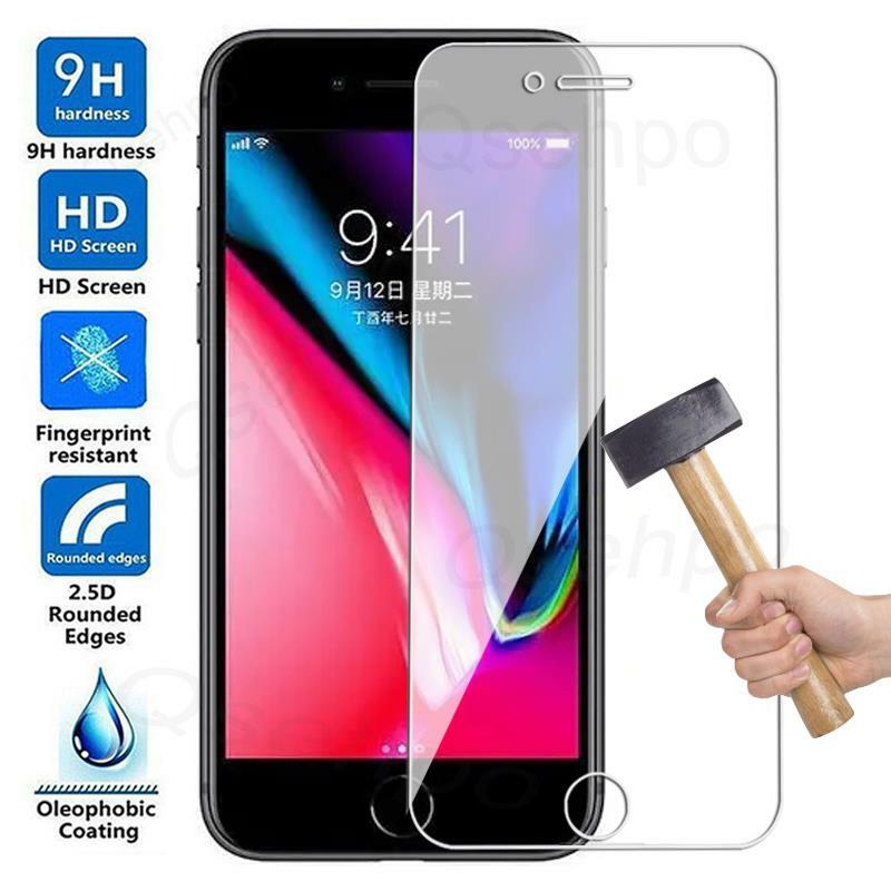 100D Kaca Pelindung Antipecah untuk Apple iPhone 7 8 6 6S Plus Pelindung Layar Antigores Kaca iPhone 5 5S 5C SE 2016 2020 2022