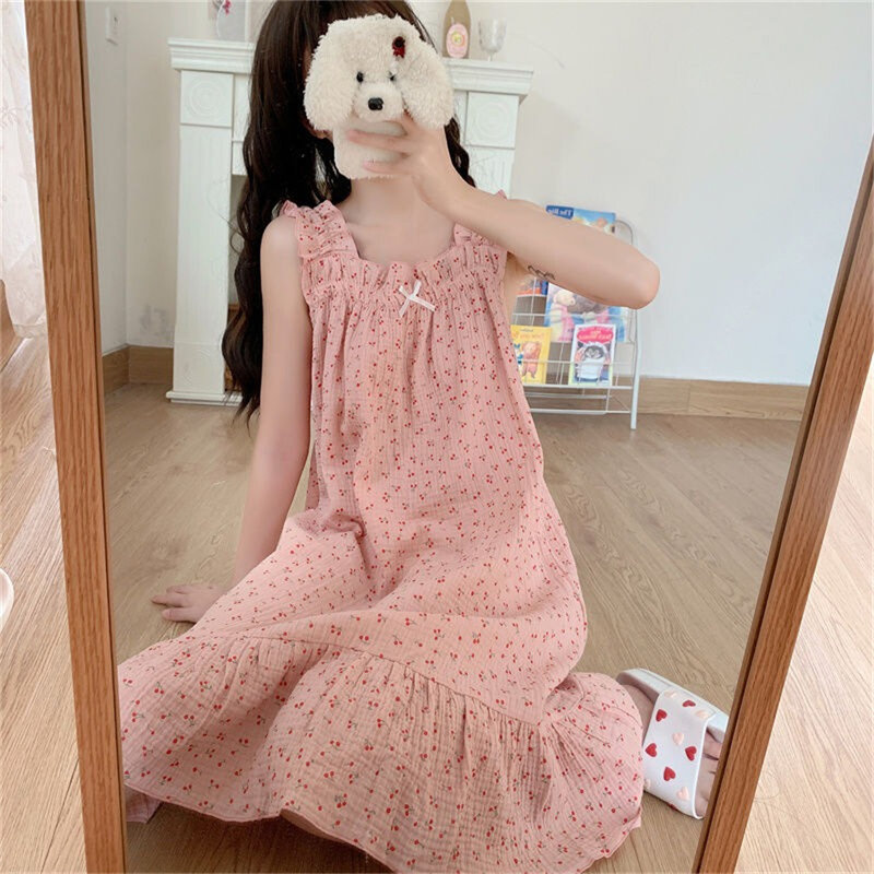 Women's Pure Desire Pajamas Thin Sweet and Loose Loungewear French Sundresses Can Be Worn Over Summer