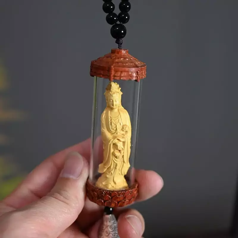 Bosso Clean Bottle Guanyin Car Hanging Decoration Pendant Buddha Wood Carving Crafts specchietto retrovisore Car Hanging Bless safety
