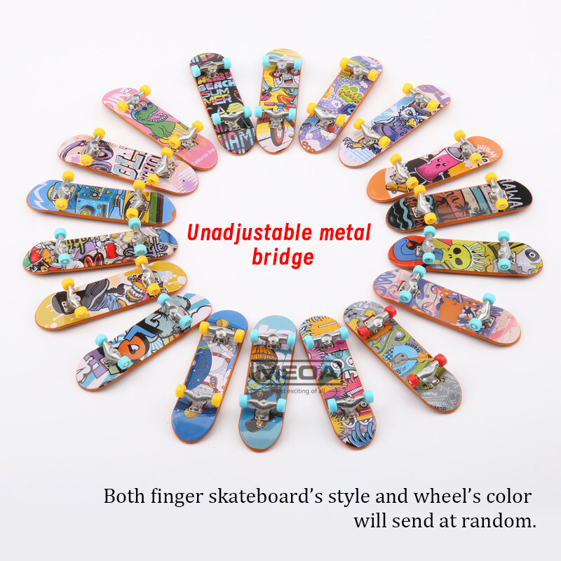 Monopatín de dedo de puente de Metal, superficie esmerilada, placa de doble deformación, Mini monopatín, juguetes de dedo de Color aleatorio, regalo para niños, 12 piezas por lote