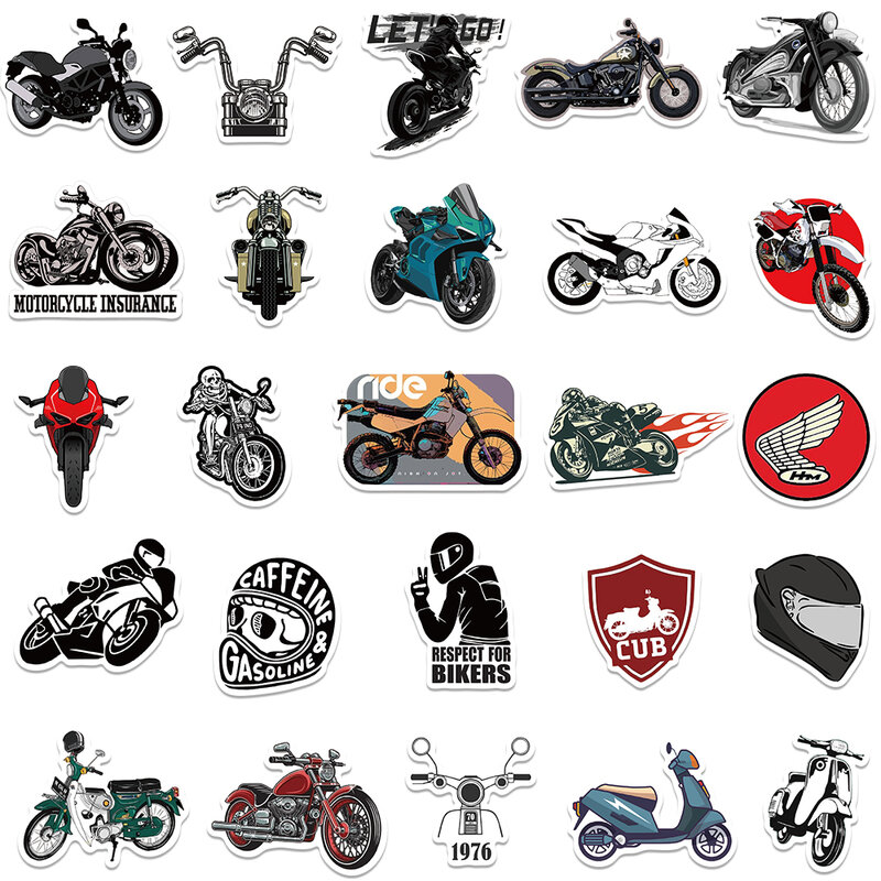 Стикеры мотоциклетные в стиле ретро, модные крутые наклейки для ноутбука, чемодана, скейтборда, велосипеда, автомобиля, шлема, скрапбукинга, граффити, 50 шт.