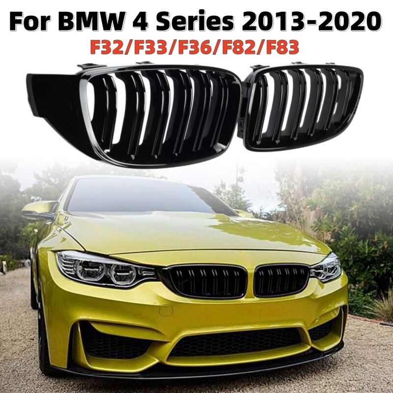 BMWカー用の光沢のあるブラックヘッドライトグリル,m4スタイルのヘッドライトグリル,モデルf32,f33,f36,f80,f82,2013-2020,カブリオレットクーペ,425i,430i,440i,435i