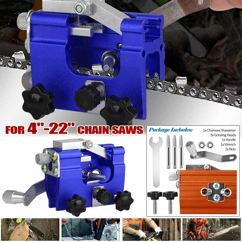 Portable and Easy Electric Chainsaw Chain Sharpening Tool Jig Sharpener For 4-22" Chainsaw Saw Tools Wrench Grinding 3 Bit