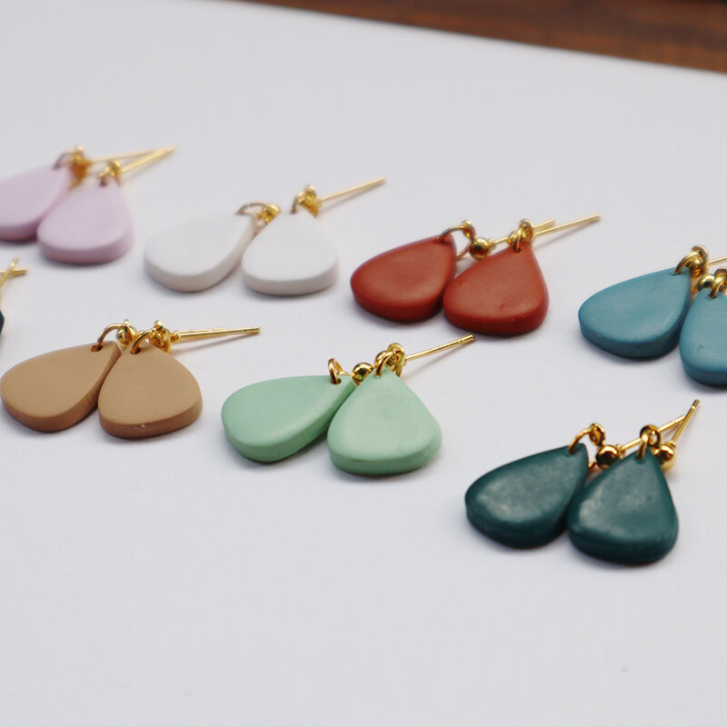 Polymer Clay Tropfen Ohrringe für Frauen Mädchen Farben Gravur Anhänger Ohrringe handgemachte Tropfenform baumeln Ohrring Schmuck Geschenk