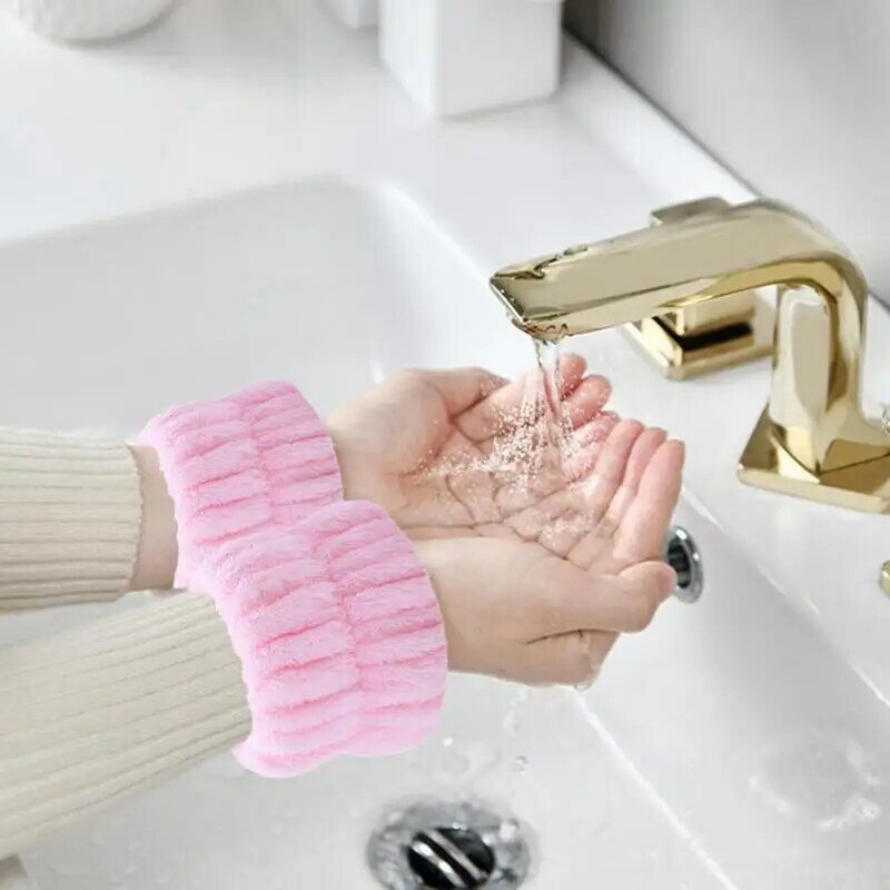 Bando cuci pergelangan tangan, 2 buah serat mikro ikat handuk cuci pergelangan tangan untuk mencuci wajah menyerap keringat pergelangan tangan wanita Semua cocok