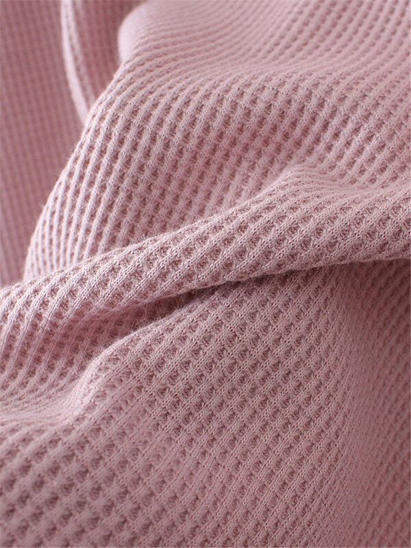 Camisa de malha de algodão de manga comprida em torno do pescoço em cores sólidas listras verticais