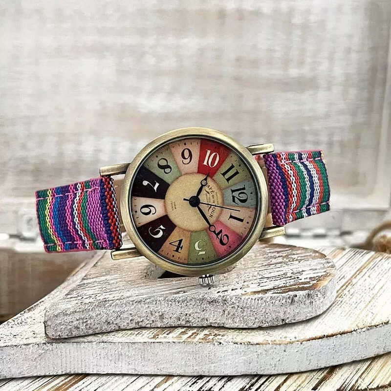 Relojes con patrón de arcoíris multicolor para mujer