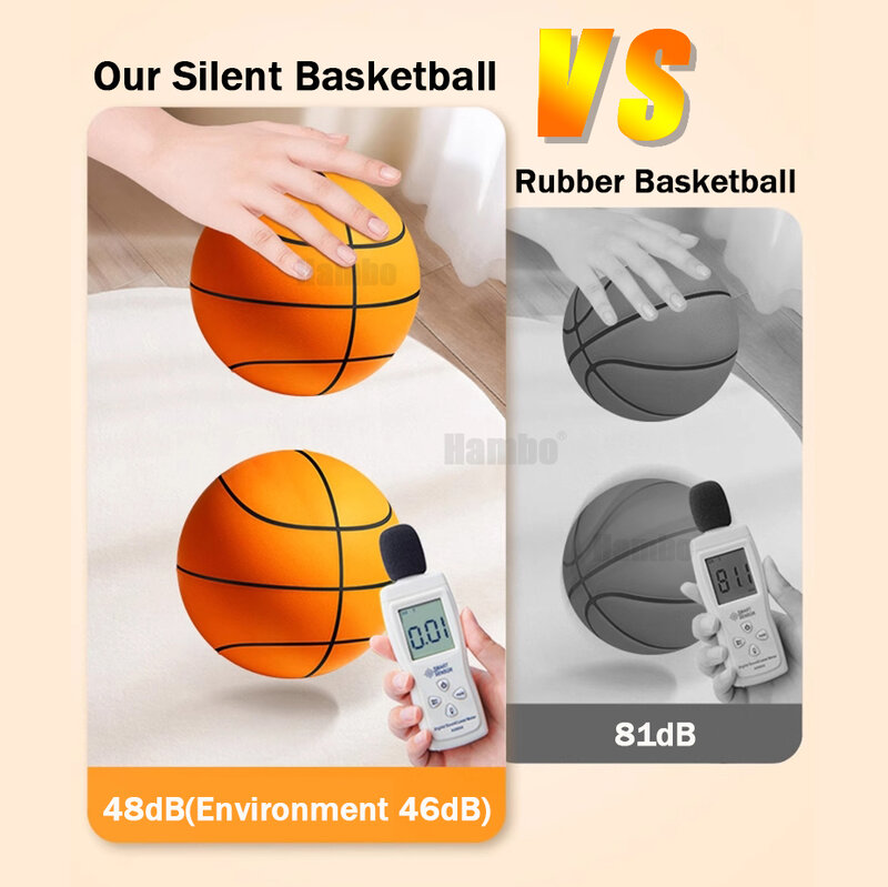 Ballon rebondissant et silencieux pour basket-ball d'intérieur, balle en mousse souple et silencieuse, taille 3/5/7, jouet de sport, 24cm