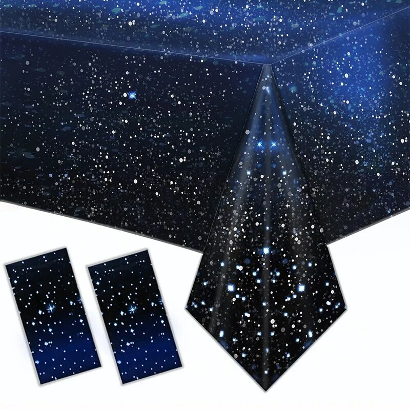 Starry Night Party Supplies Space Tablecloth For Disposable Plastic Galaxy Table Cover Space Stars Birthday Festival Decoration