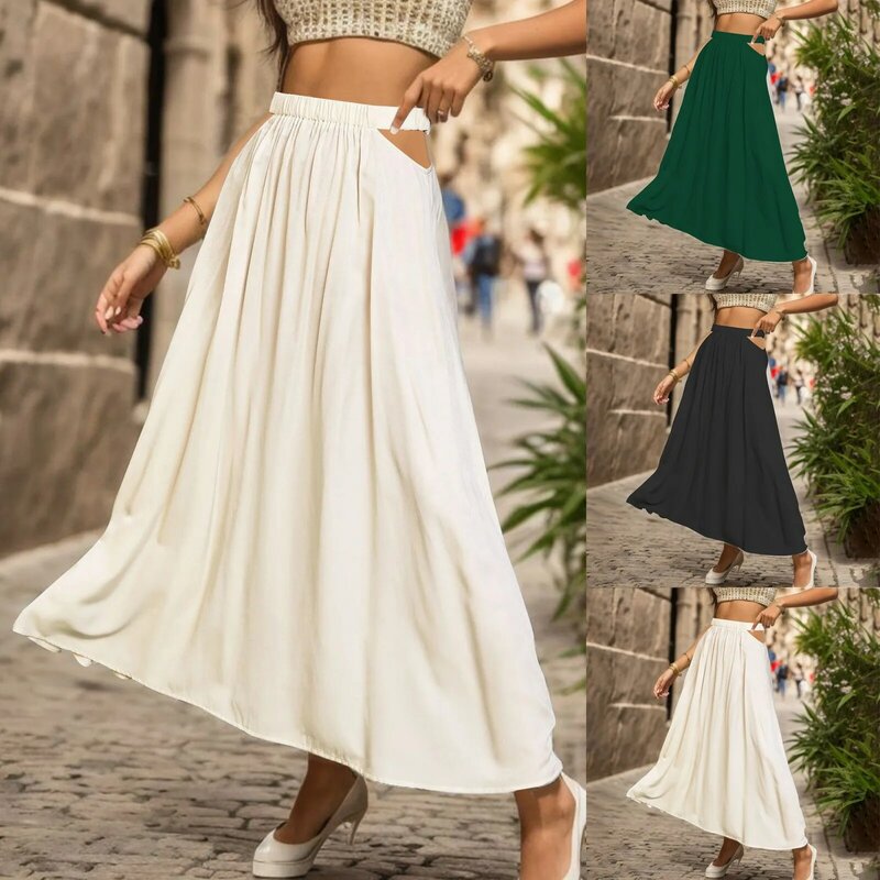 High Waisted Skirts for Adults Women's High Waist Hollowed Out Solid Color Half Skirt Long Skirt Women Metallic Skirt Tight
