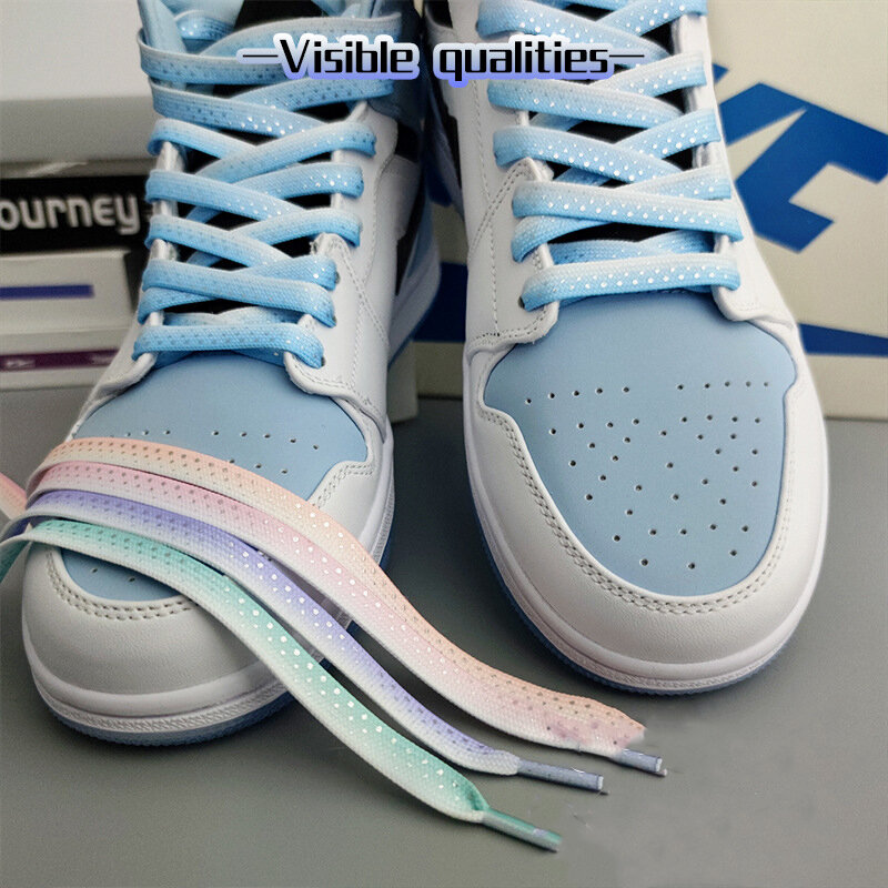 Mode Glitter Schoenveters Zijde Gradiënt Sneaker Platte Schoenveter 120/140/160Cm Hardloop Atletische Veters Schoenen Accessoires Schoen