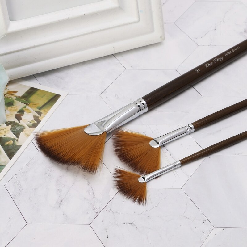 9Pcs Fan Shape Brush Painting Pen Set Nylon Hair Acrylic Watercolor Art Supplies Drop Shipping Support