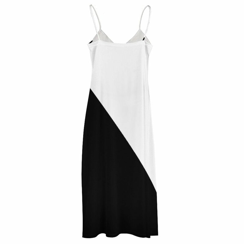 Gaun bicolor putih dan hitam tanpa lengan gaun pengantin gaun musim panas wanita 2023