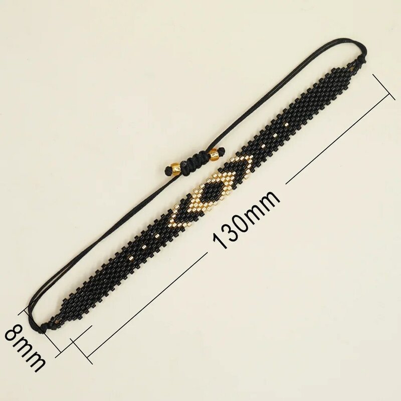 Kralen Armband Diamant Vorm Ogen Vintage Trendy Eenvoud Hand Knit Bohemian Verstelbare Rice Bead Armband