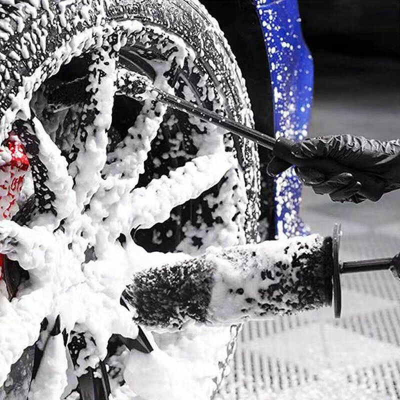 2Pcs Car Wheel Cleaning Brush Car Wheel Microfiber Wheel Brush Long Handle Rim Cleaning Brush Car Wash Brush
