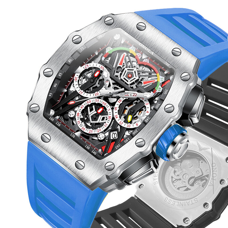 Sports Men's Watch ONOLA Luxury Fashion Fully Automatic Mechanical Watches men Unique Design Waterproof Tape Watch Wristwatch