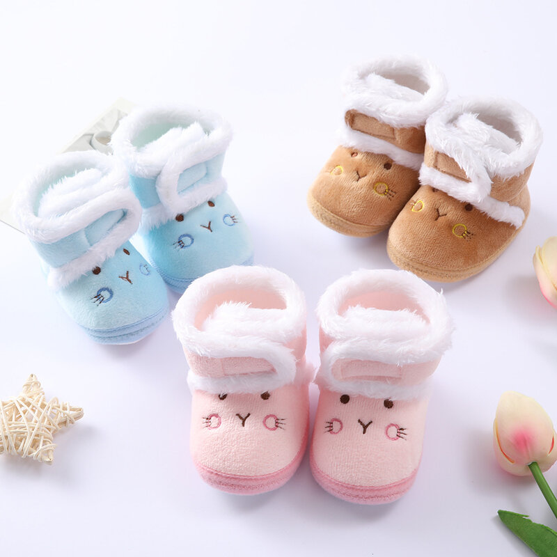 Botas de nieve cálidas para recién nacidos, zapatos de algodón para niños y niñas de 0 a 18 meses, suela suave, Otoño e Invierno