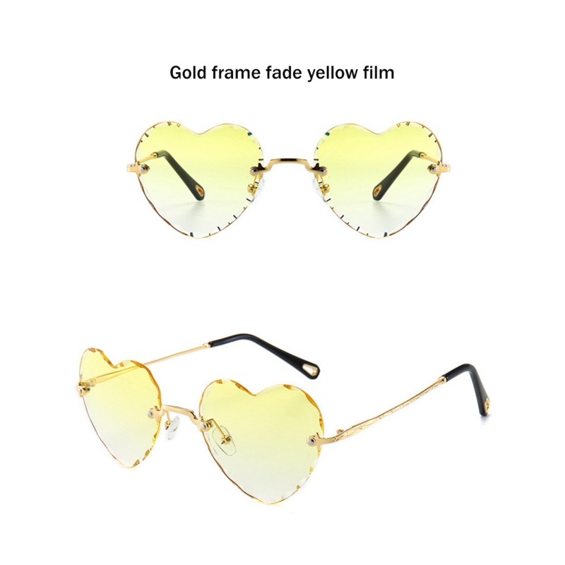 7 paia Statement Metal Cut Edge occhiali da sole Cute Candy Heart occhiali da sole parasole senza montatura Ocean Flake