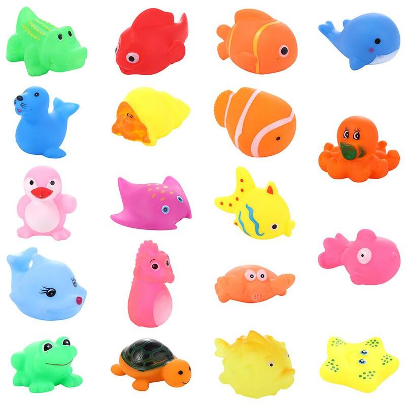 Jouets d'eau de natation animaux mignons, flotteur doux coloré, son de compression, jouet de bain grinçant pour bébé, 1 pièce