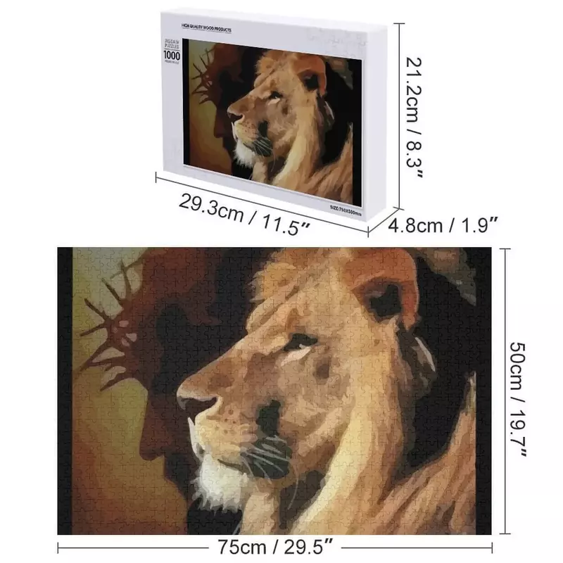 Leão de Judá Quebra-cabeça personalizado com foto, nome de madeira personalizado