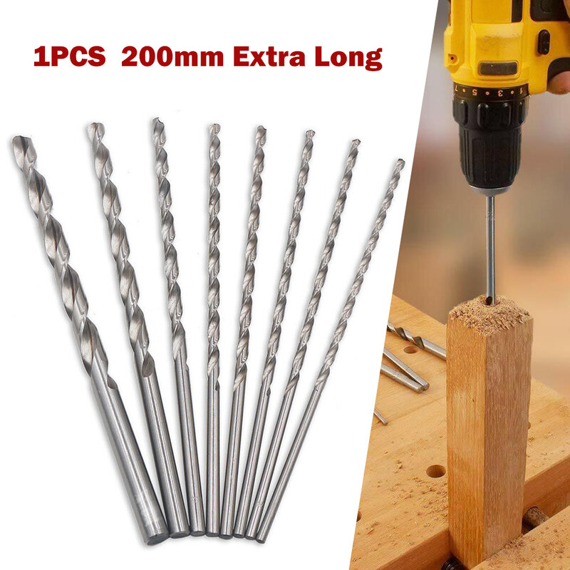 200mm Extra Long Twis-Drill Bits High Speed Steel HSS Drill Bits Hole Saw Cutter For Wood Steel Metal Alloy Drilling 2-10mm