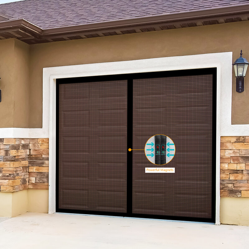 Layar pintu garasi magnetis 10x7ft, kaca tahan lama layar pintu garasi bebas genggam layar garasi masuk