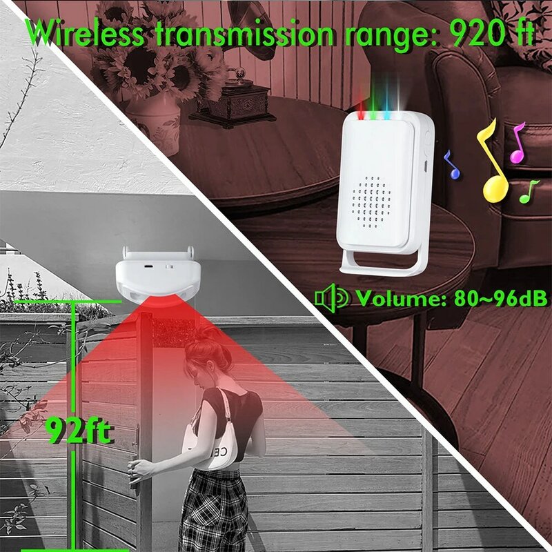 Wsdcam-alarma infrarroja para seguridad del hogar, Sensor de movimiento PIR con 30 tonos de llamada, Detector de entrada, timbre para tienda