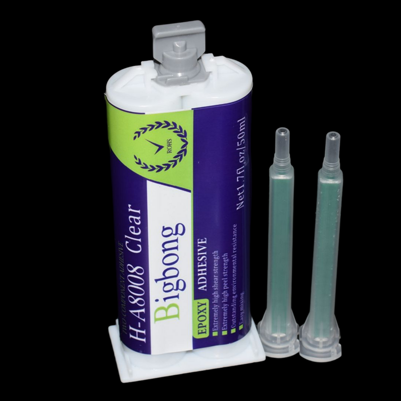 Pegamento adhesivo AB de resina epoxi transparente, 50ml, adhesivo fuerte de dos componentes 1:1 y 2 boquillas mezcladoras estáticas de tubo mixto de piezas