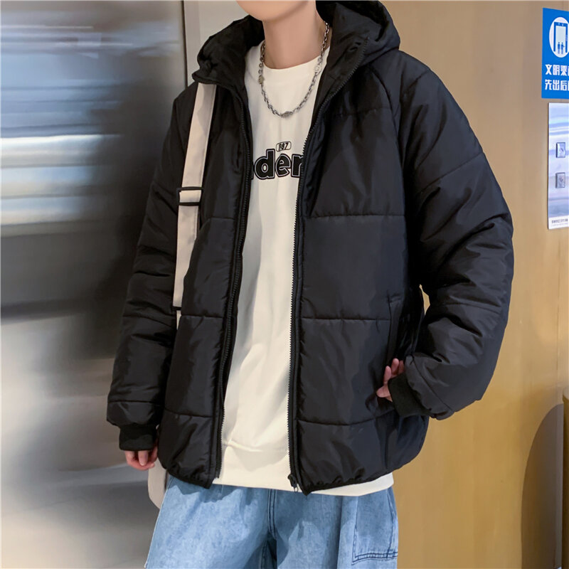 Hooded Parkas Men Winter Thicker Teens Casual Streetwear All-match BF Outerwear Coats Loose Stylish Gentle Warm Windbreaker Chic