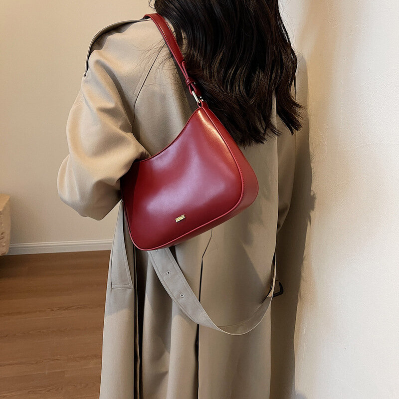 Bolso de hombro rojo para mujer, bandolera de cuero con textura, diseñador de lujo, Para Boda y novia, tendencia, 2023