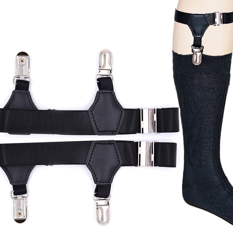 Ligas ajustables negras para mujer y hombre, tirantes con cinturón elástico, Clip antideslizante JK, calcetines que evitan que se caigan, accesorios