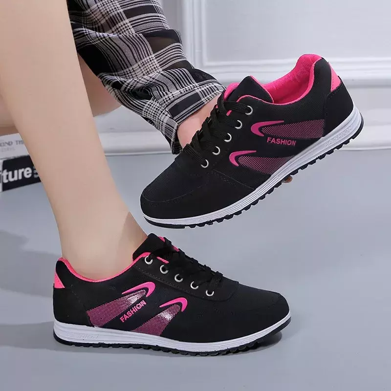 Женские кроссовки на платформе, сетчатые дышащие кроссовки на шнуровке, повседневная обувь для бега, для весны, 2024