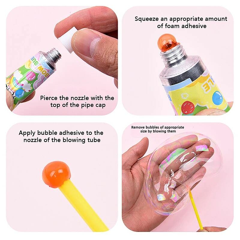 Divertente colla a bolle di plastica colorata che soffia giocattoli per bambini giocattolo interattivo a bolle per oggetti di scena per giochi all'aperto
