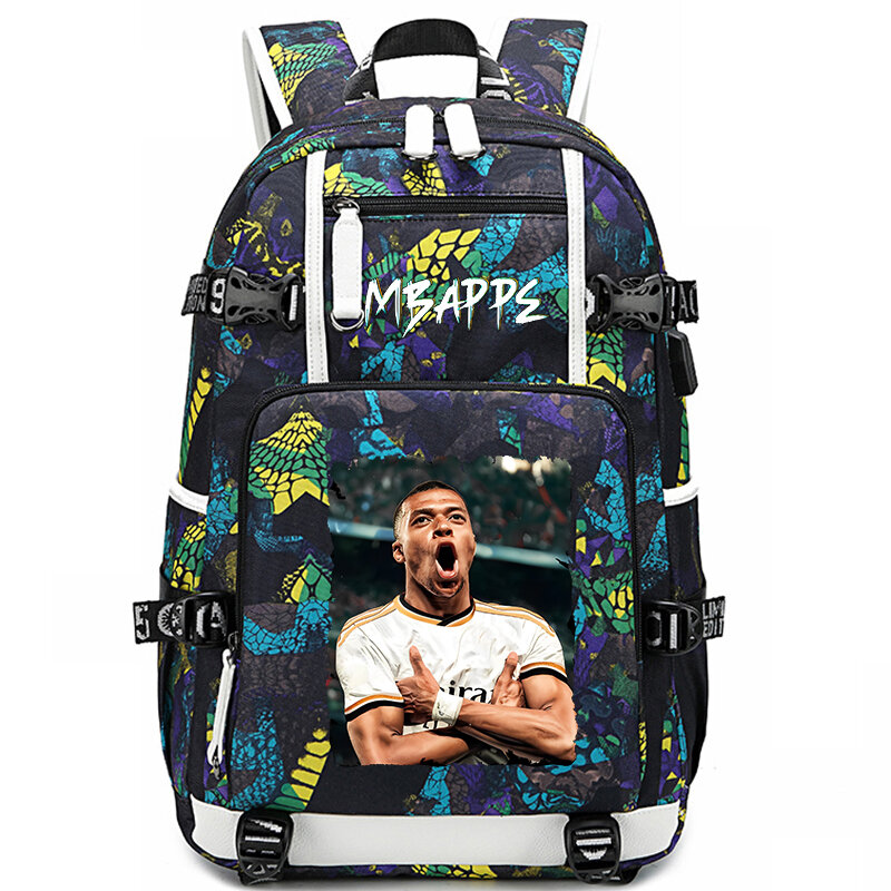 Mbappe avatar printed children's schoolbags youth backpacks casual outdoor travel bags