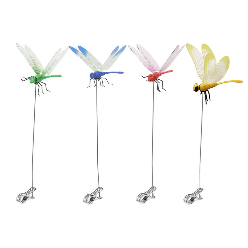 Faux clip de libellules 3D, clips décoratifs de jardin, ornements de jardin, piquets de décoration