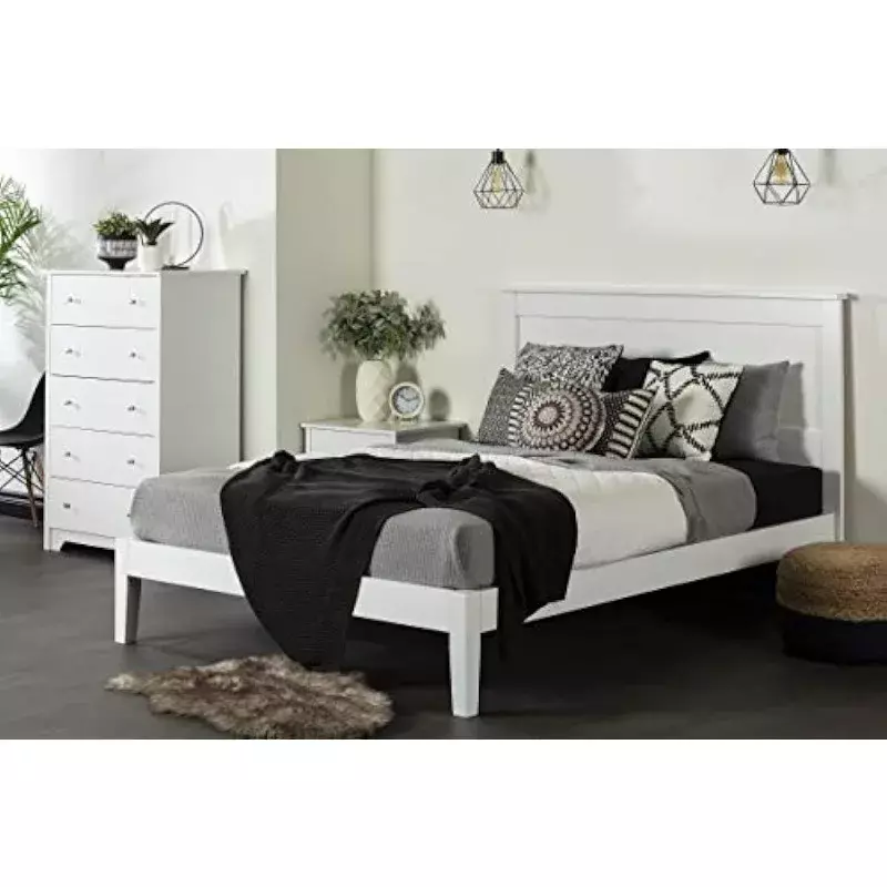 Vito Collection 5-Drawer Dresser, branco puro com alças de níquel fosco, mobília do quarto