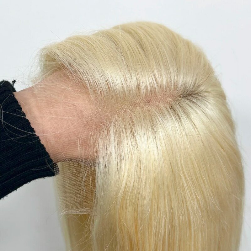 Topper en dentelle HD transparente pour femme, cheveux humains Remy, blond miel, 6x6, 8x8 pouces, 4x4 pouces, superposition de dentelle suisse, #613