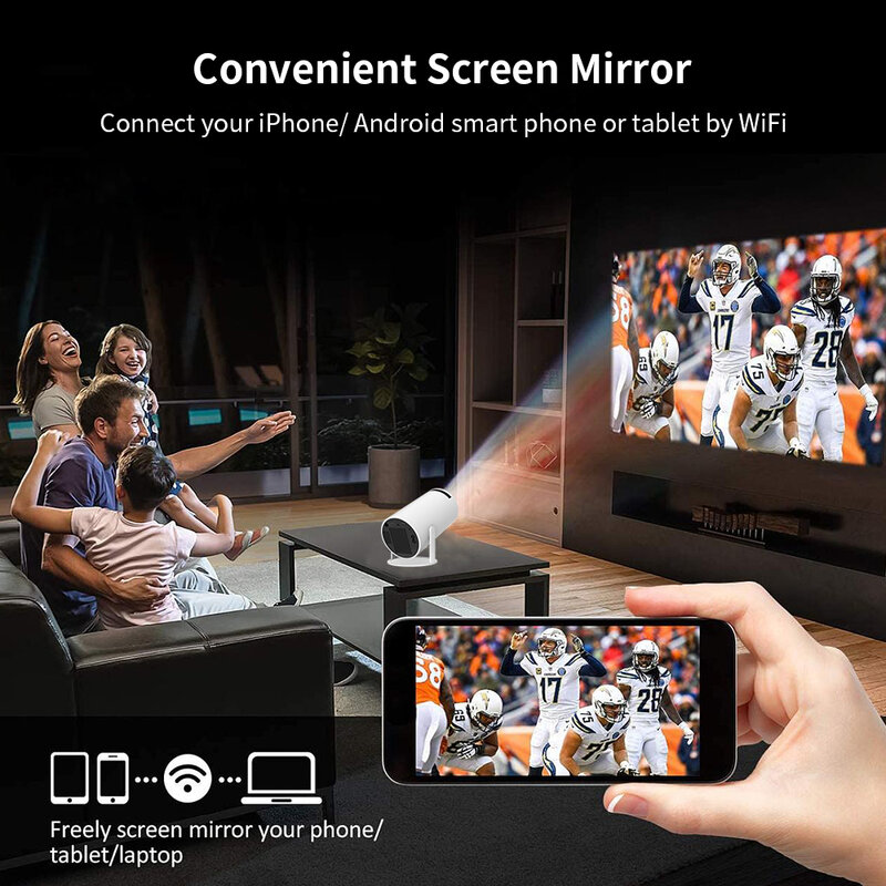 Salange HY300 Smart Projector Android 11.0 MINI WIFI portátil Home Cinema 130 '' Video Beamer 1280 * 720P Soporte 1080P para SAMSUNG Apple Android Teléfono móvil Outdoor 4K Movie HDMI