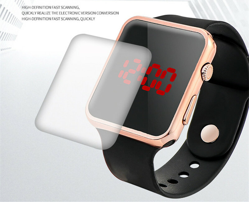 고무 LED 실리콘 시계 여아용 손목시계, 방수 유니섹스 스포츠 팔찌, 새로운 디지털 패션