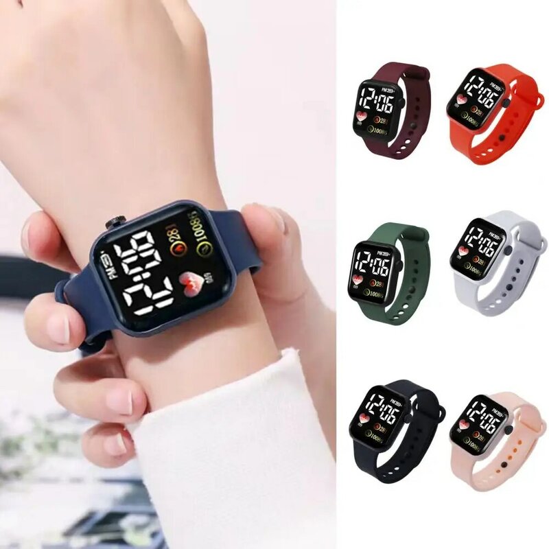 Montre de sport intelligente numérique pour femmes, montre-bracelet électronique pour enfants, montre-bracelet de sport numérique à LED pour 03/Wear