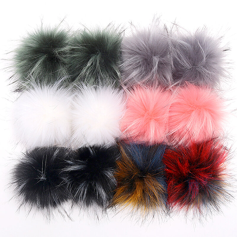 10cm Women Hair Ball Imitation Foxes Fur Pompom Hat Colorful Fake Hair Ball Pom Poms Handmade Diy Knitted Hat Cap Accessories