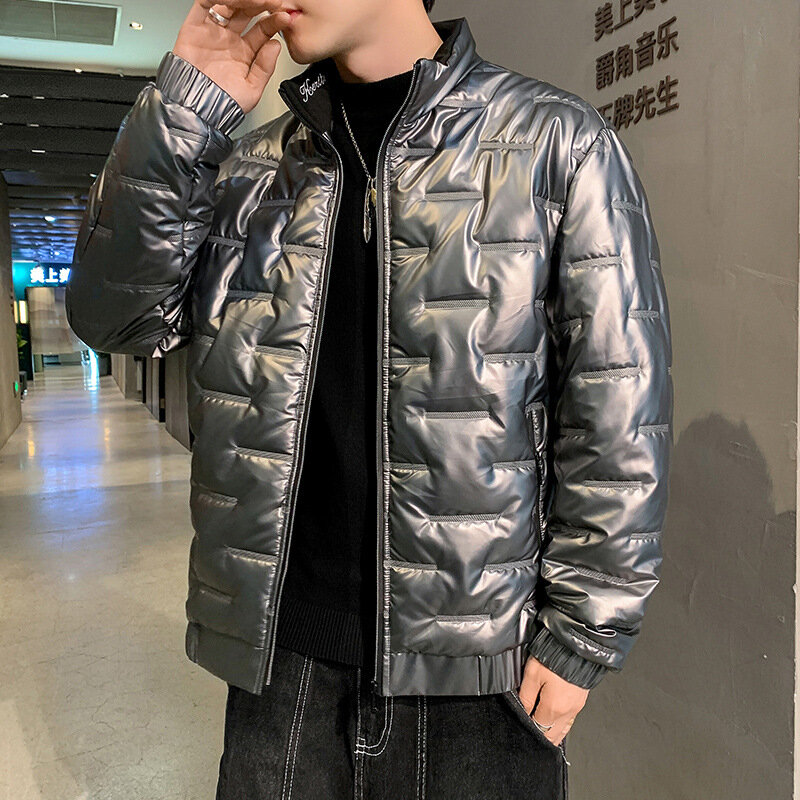 MRstuff-Manteau rembourré en coton pour hommes, veste chaude, col montant, épais, brillant, grande taille, version coréenne, tout neuf, 2024