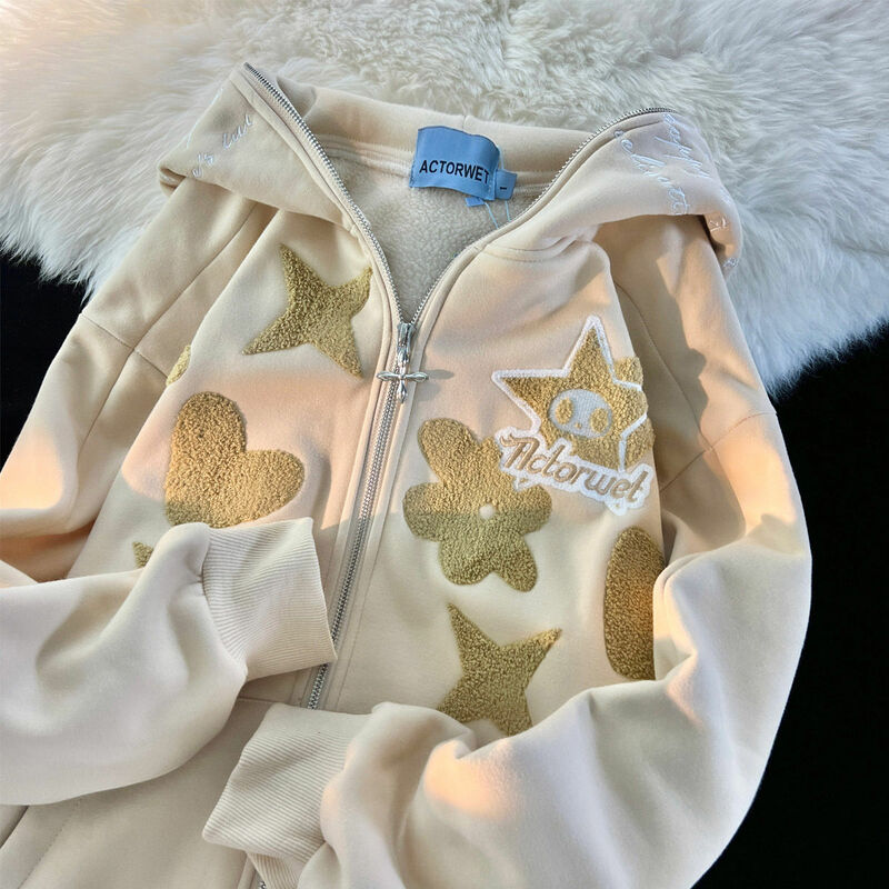 2022 куртка гранж большого размера пальто кавайная одежда Харадзюку толстовка на молнии с капюшоном мужская осенне-зимняя Готическая свитшот в стиле хип-хоп Y2K